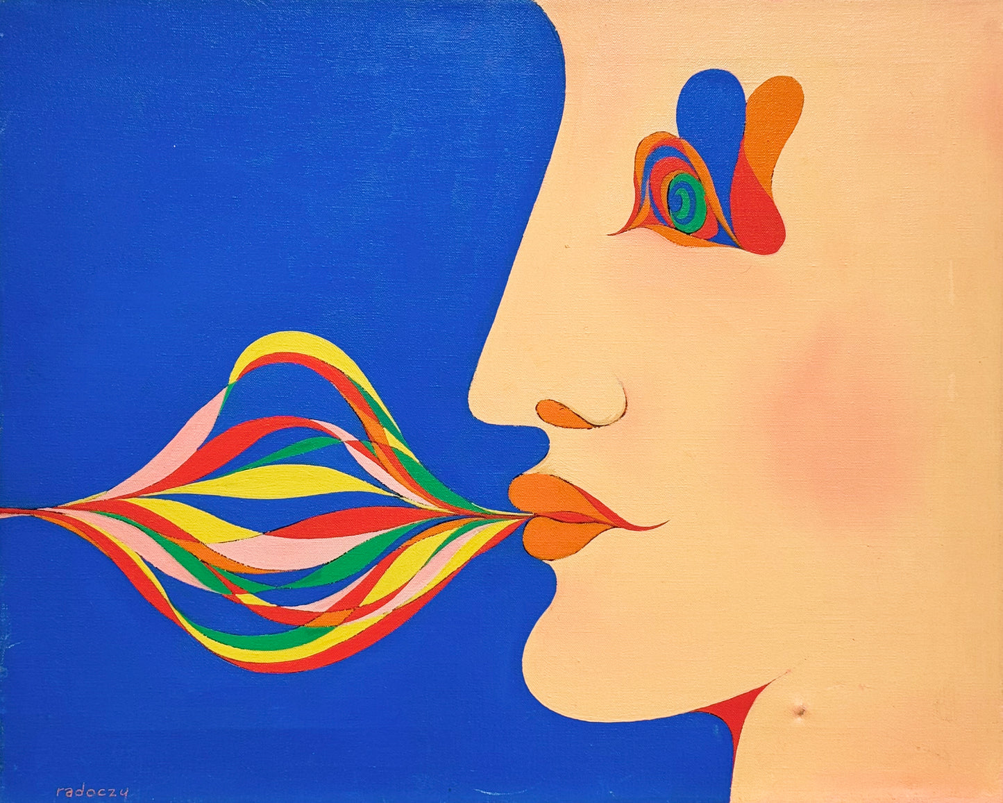ALBERT RADOCZY . The Kiss . Oil on Canvas - 16"x20" - 1962