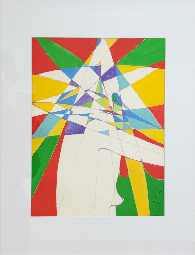 ALBERT RADOCZY - Dynamic Geometry - Oil on Paper - 14"x11" - 1976