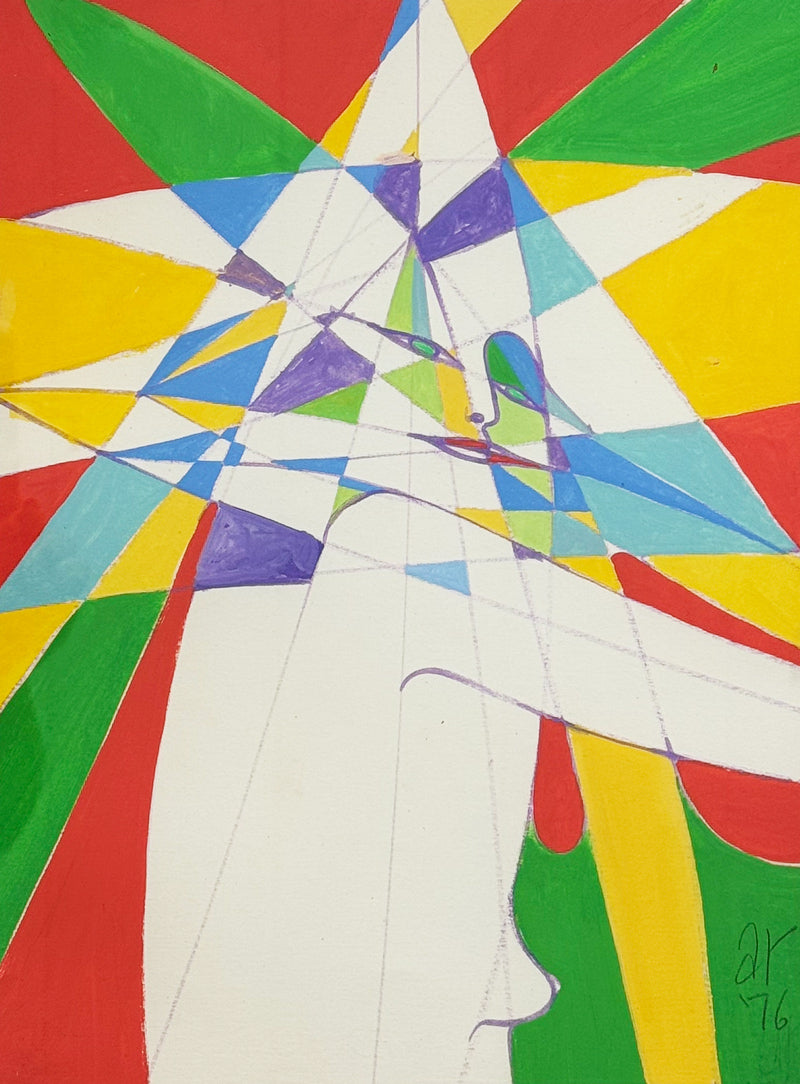 ALBERT RADOCZY - Dynamic Geometry - Oil on Paper - 14"x11" - 1976