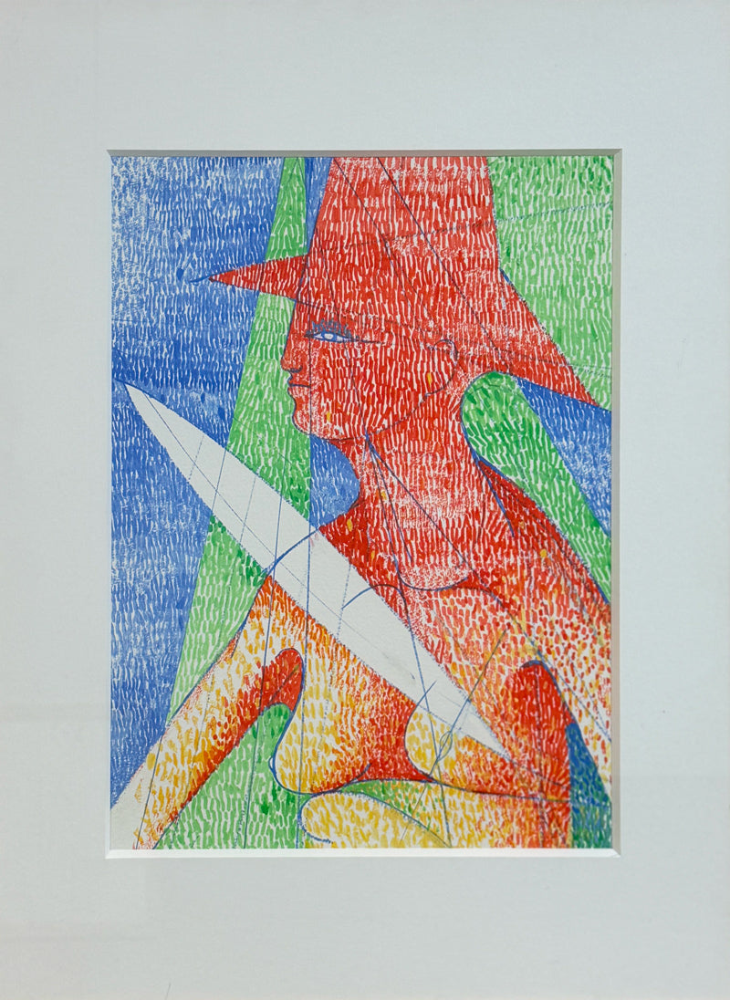 Albert Radoczy - Elaborate Portrait of Flores in Red Hat - Oil on Paper - 14'X11"