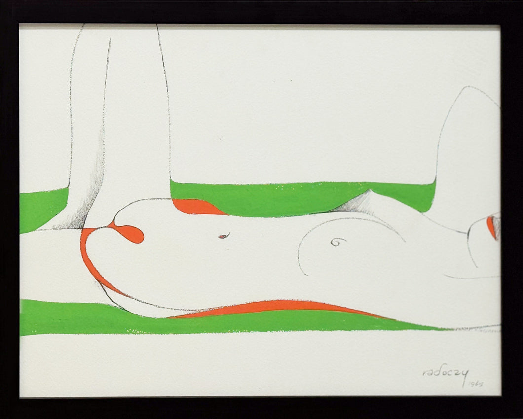 ALBERT RADOCZY - Flores Reclining - Oil on Paper - 14"x20" - 1965