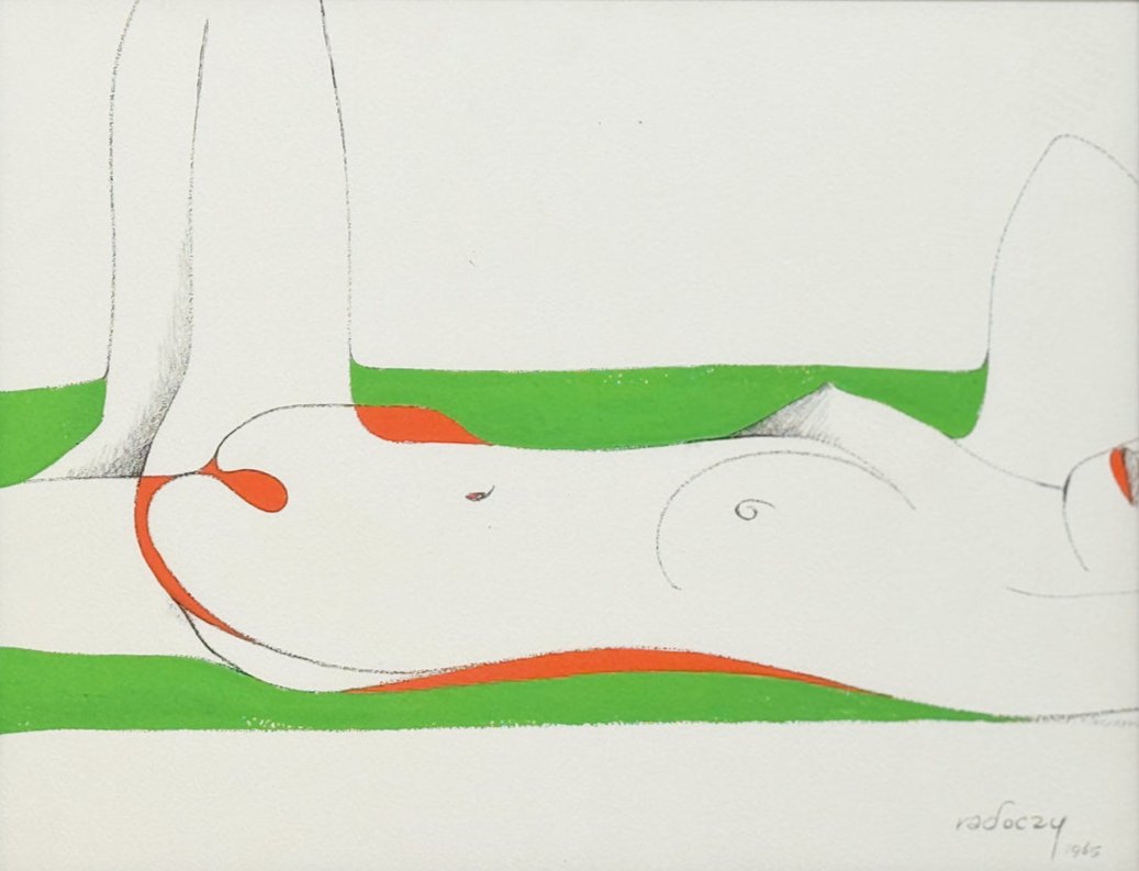 ALBERT RADOCZY - Flores Reclining - Oil on Paper - 14"x20" - 1965
