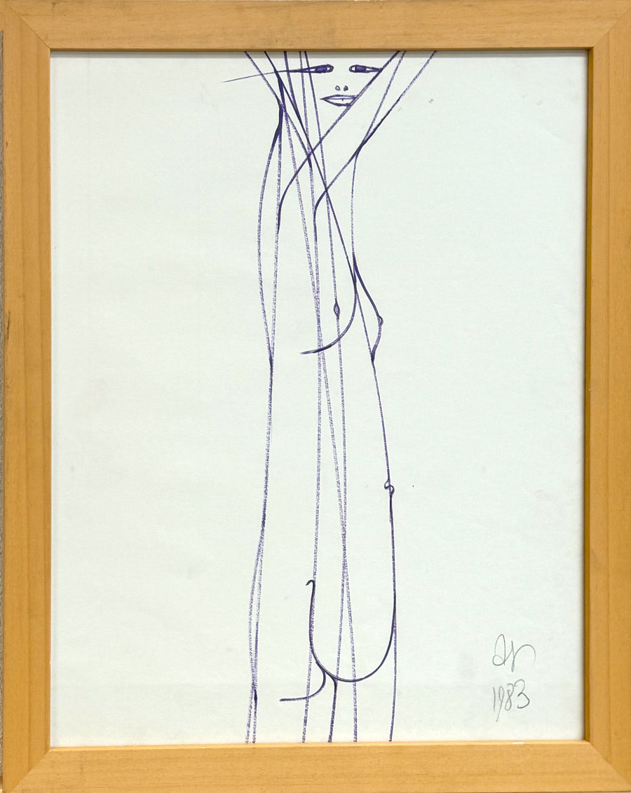 Albert Radoczy - Flores in Blue Brush - Oil on Paper - 17"x14" - 1983