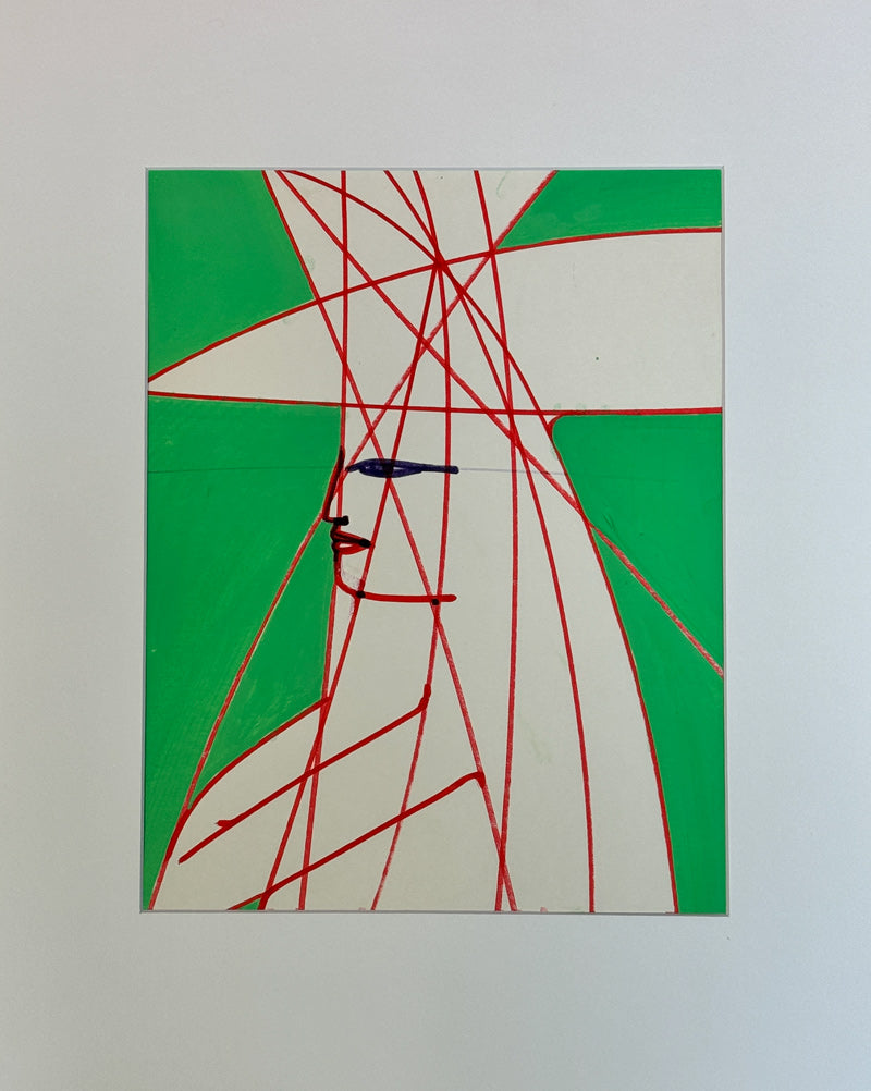 ALBERT RADOCZY - Flores in Bold Sacred Geometry in Green Second Variation - Oil on Paper - 14"x11" - 1983