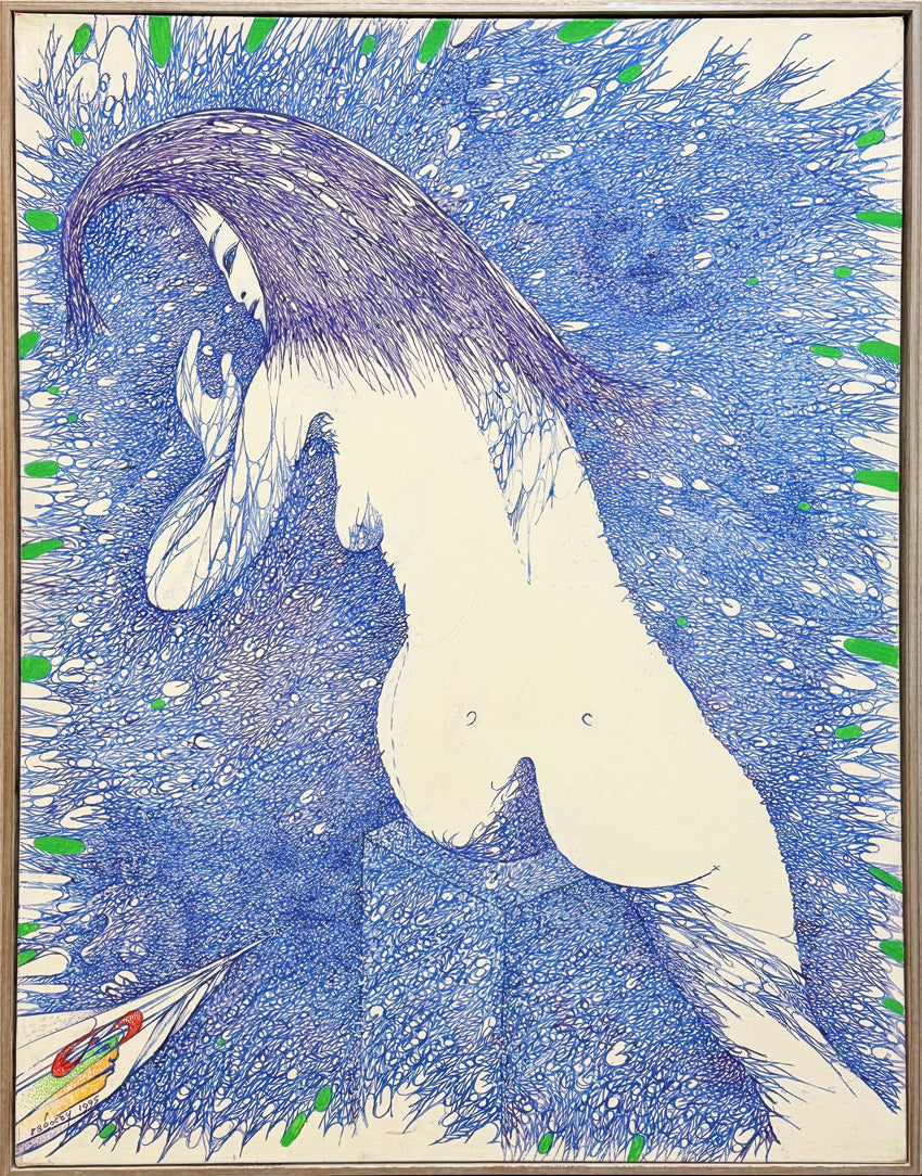 ALBERT RADOCZY - Flores with Blue Curvilinear - Oil on Canvas - 40"x30" - 1995