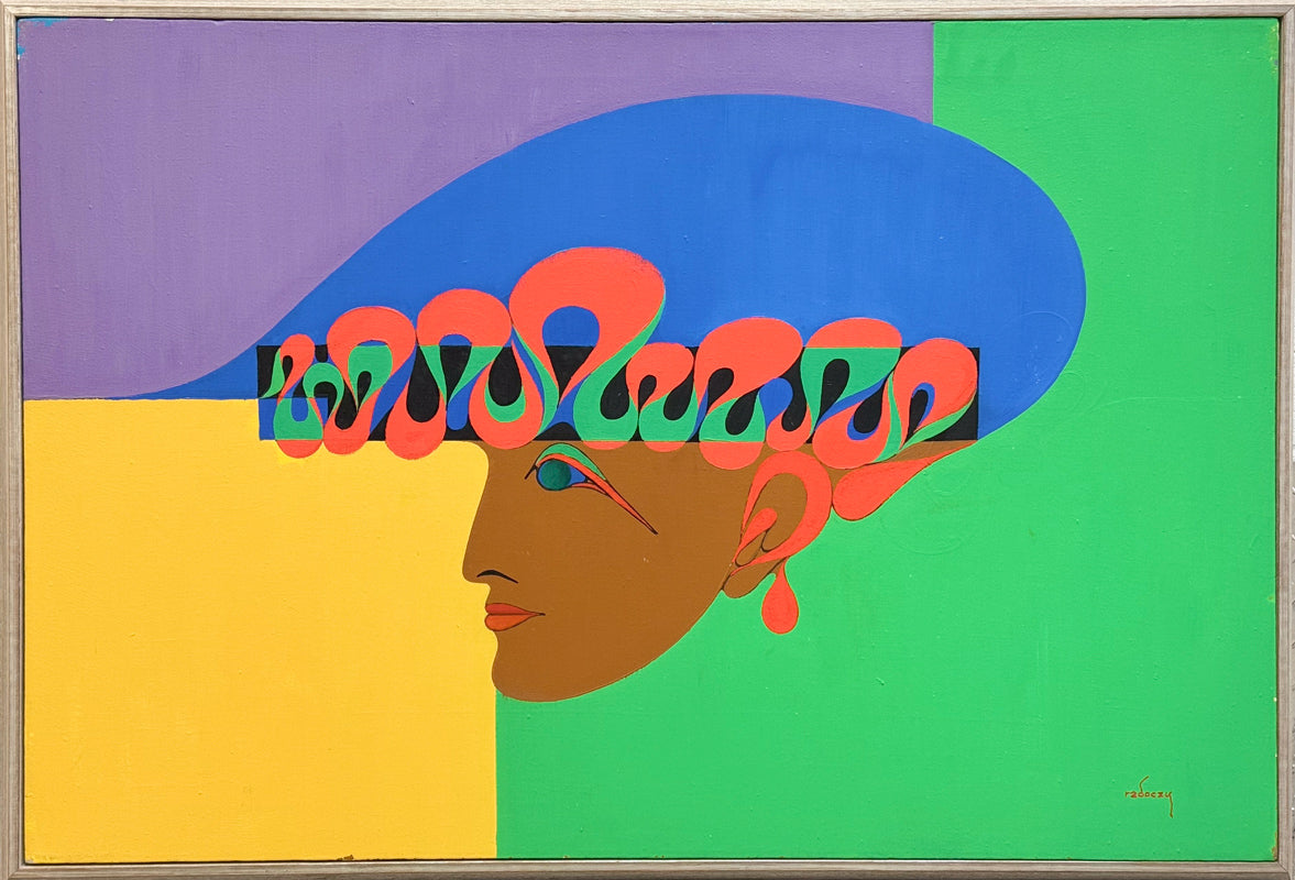 ALBERT RADOCZY - Portrait of Flores with Wave Design - Oil on Canvas - 24"x30" - 1965