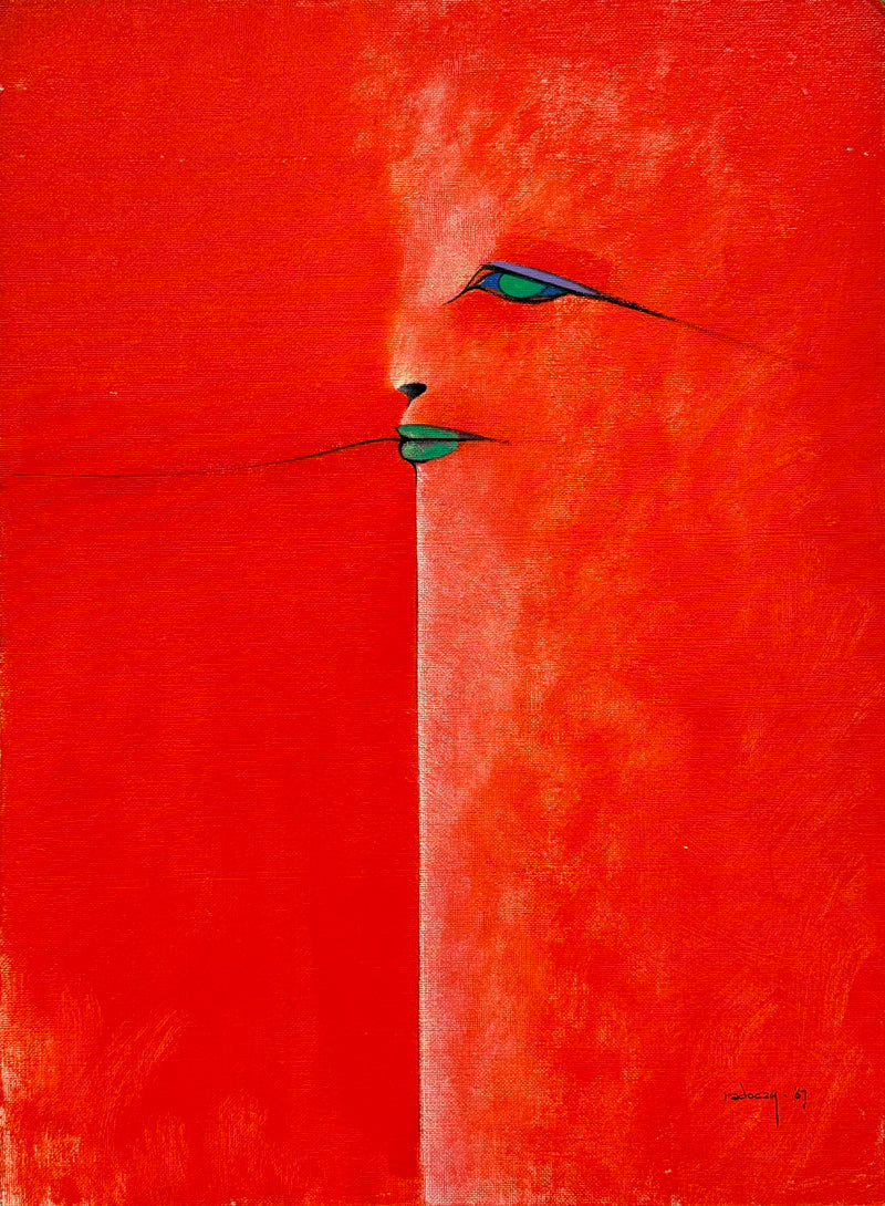 ALBERT RADOCZY - Self Portrait in Red - Oil on Canvas - 24"x18" - 1967