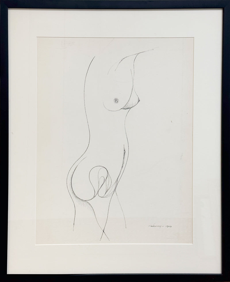 ALBERT RADOCZY - Standing Flores in Silhouette with Single Hair -Brush Strokes #1 - Oil on Paper - 14"x11" - 1965