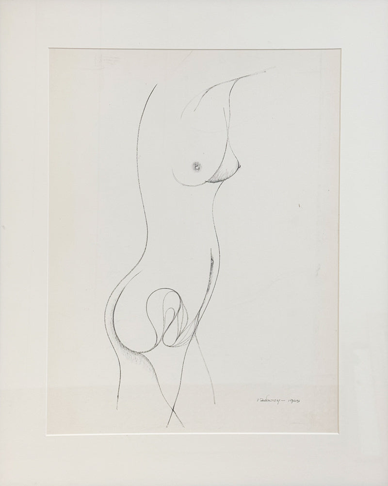 ALBERT RADOCZY - Standing Flores in Silhouette with Single Hair -Brush Strokes #1 - Oil on Paper - 14"x11" - 1965