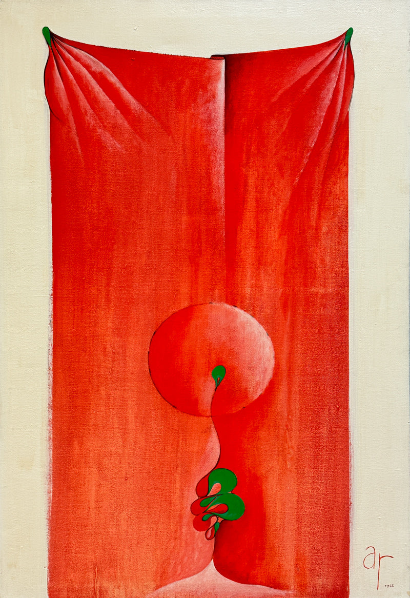 ALBERT RADOCZY - The Red Veil with Mandala and Wave Design - Oil on Canvas - 46"x30" - 1966