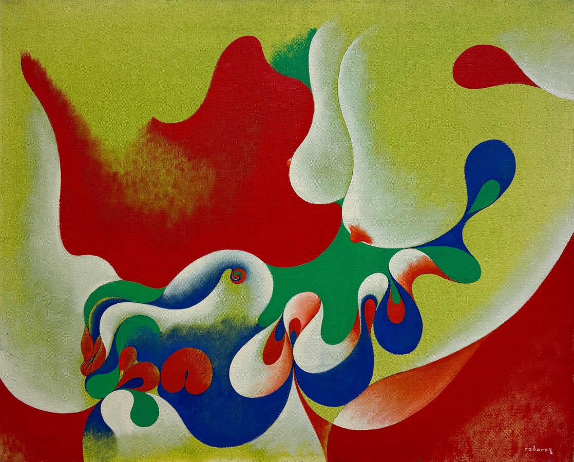 ALBERT RADOCZY - Embodiment of Flores with Wave Design - Oil on Canvas - 24"x30" - 1966