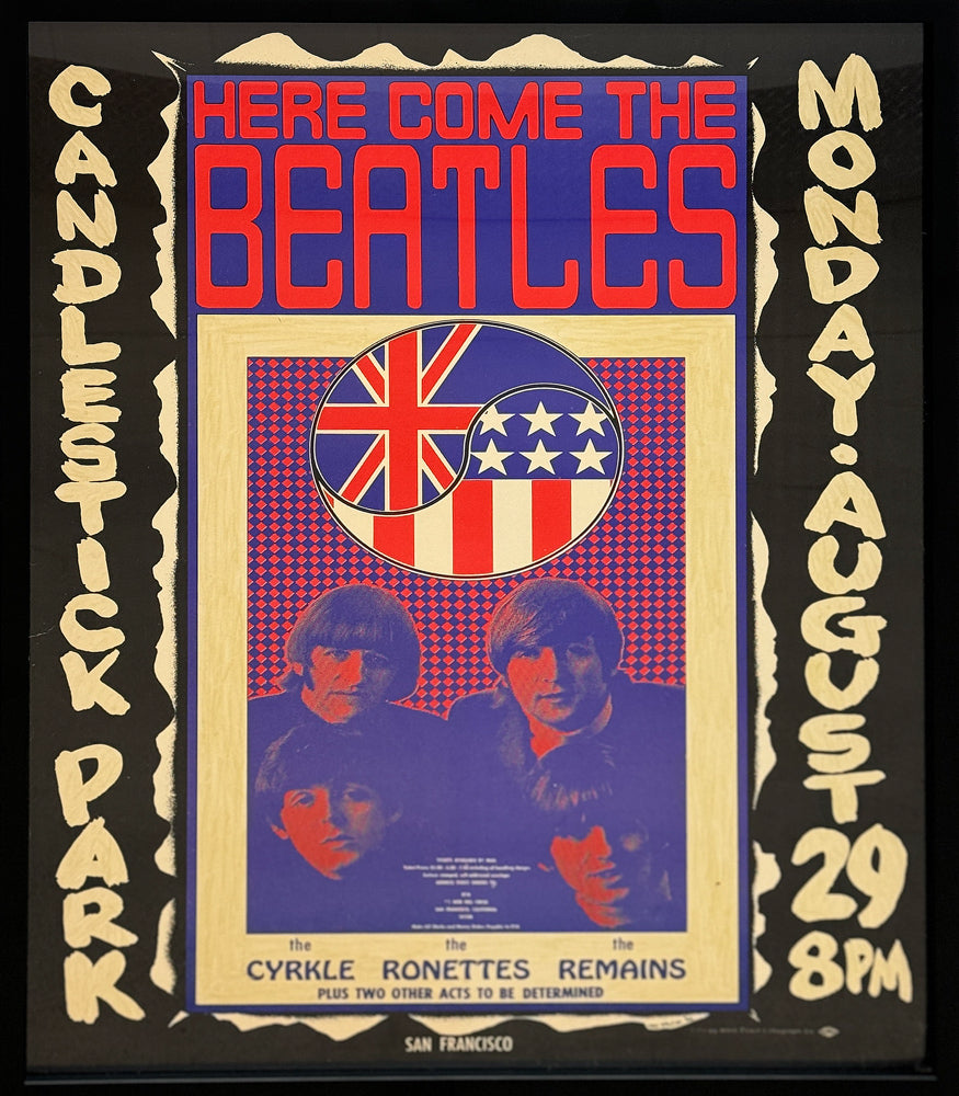 WES WILSON - BEATLES Poster - Concert at Candlestick Park in San Fransisco - 24"x17"