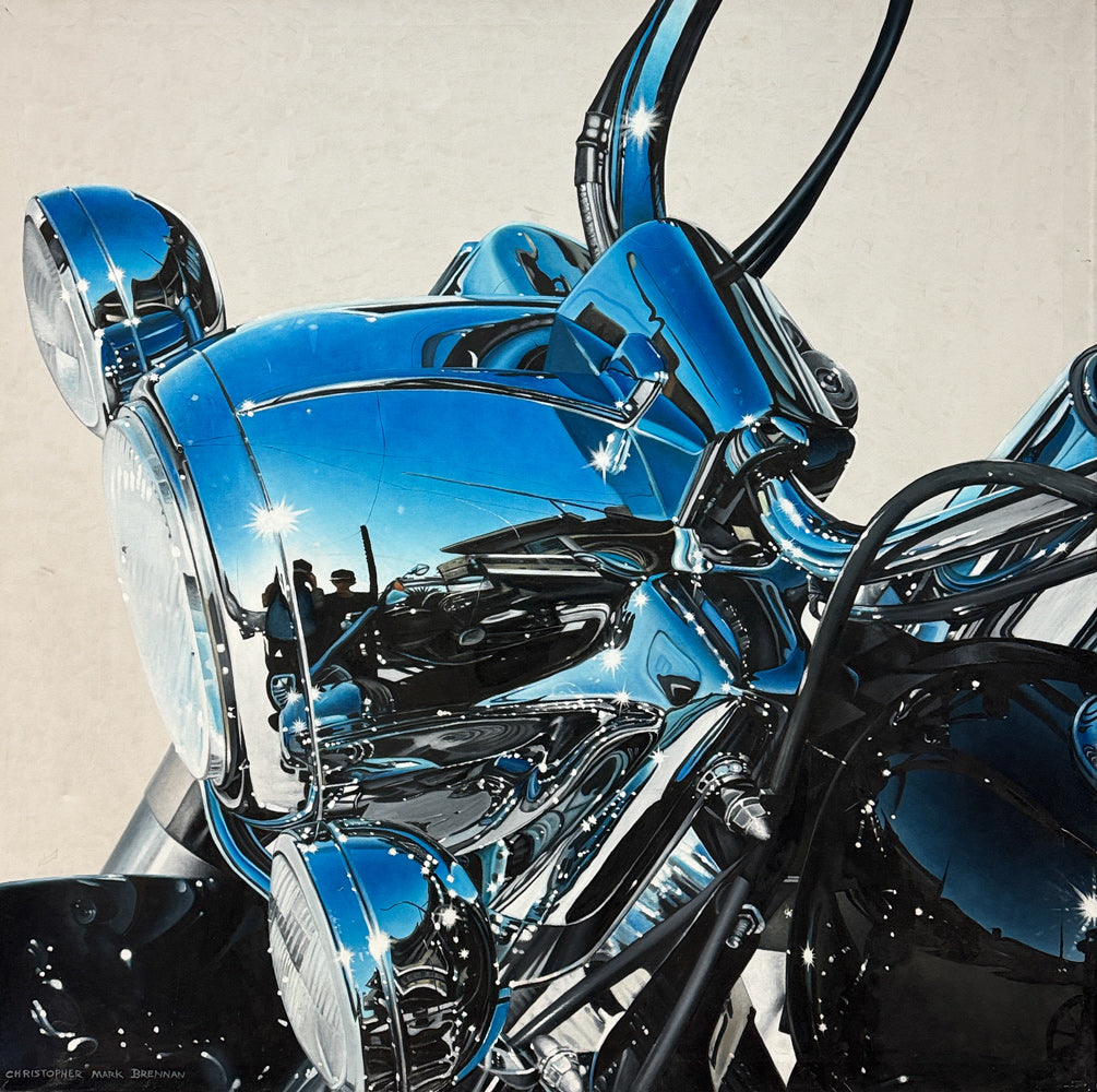 CHRISTOPHER MARK BRENNAN - Blue Cycle Reflections, Oil on Canvas, 48"x48"