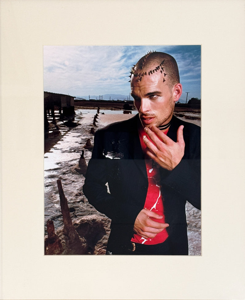 DAVID LACHAPELLE (w/JOHN BLAINE) - Boy with Spiked Head, Red Shirt, and Suit (12"x9") - Original Fashion Photography