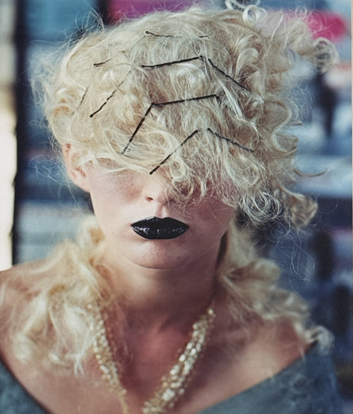 DAVID LACHAPELLE (w/JOHN BLAINE)- Blonde Woman with Bobby Pins and Black Lipstick - Original Fashion Photography