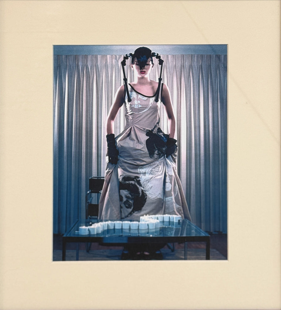 DAVID LACHAPELLE (w/JOHN BLAINE) - Woman in Graphic Dress and Ponytails - Original Fashion Photography