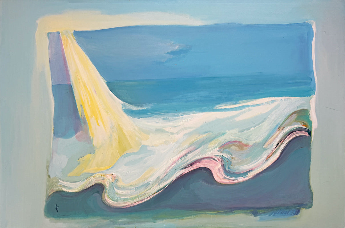 FAY SINGER - Morning Light at Malibu Beach - Oil on Canvas - 48"x71.5" - 1983