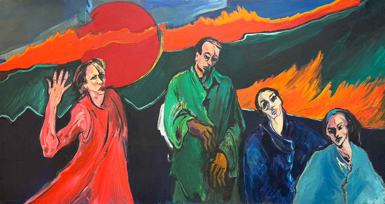 FAY SINGER - Red Sun - Oil on Canvas - 43"x82" - 1980