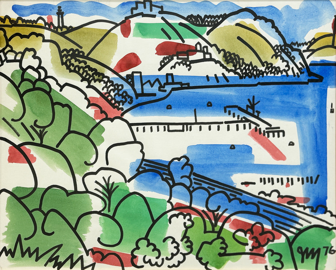 JAMES MCCRAY- San Francisco Bay Lyrical Abstraction - Watercolor - 22"x30" - 1976