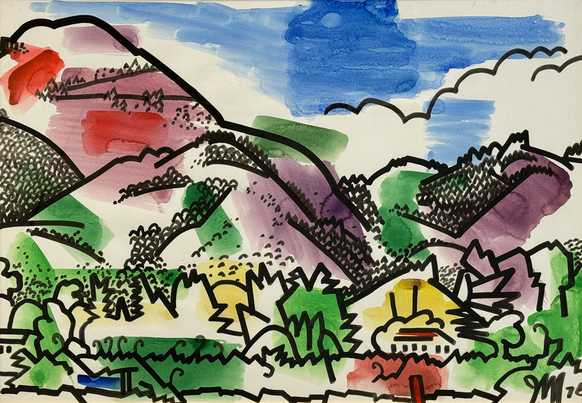 JAMES MCCRAY - Northern Californian Landscape, Wine Country - Watercolor - 22"x30" - 1976