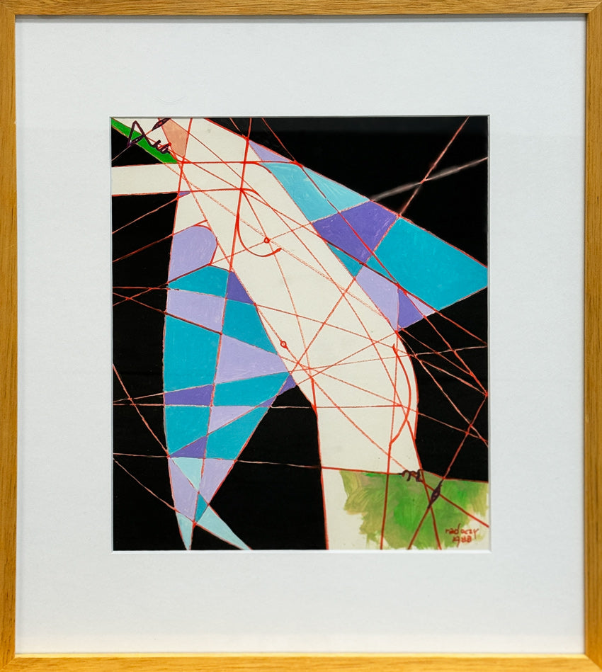 ALBERT RADOCZY - Flores Standing and Albert Below with Black Background - Oil on Paper - 14"x11" - 1988