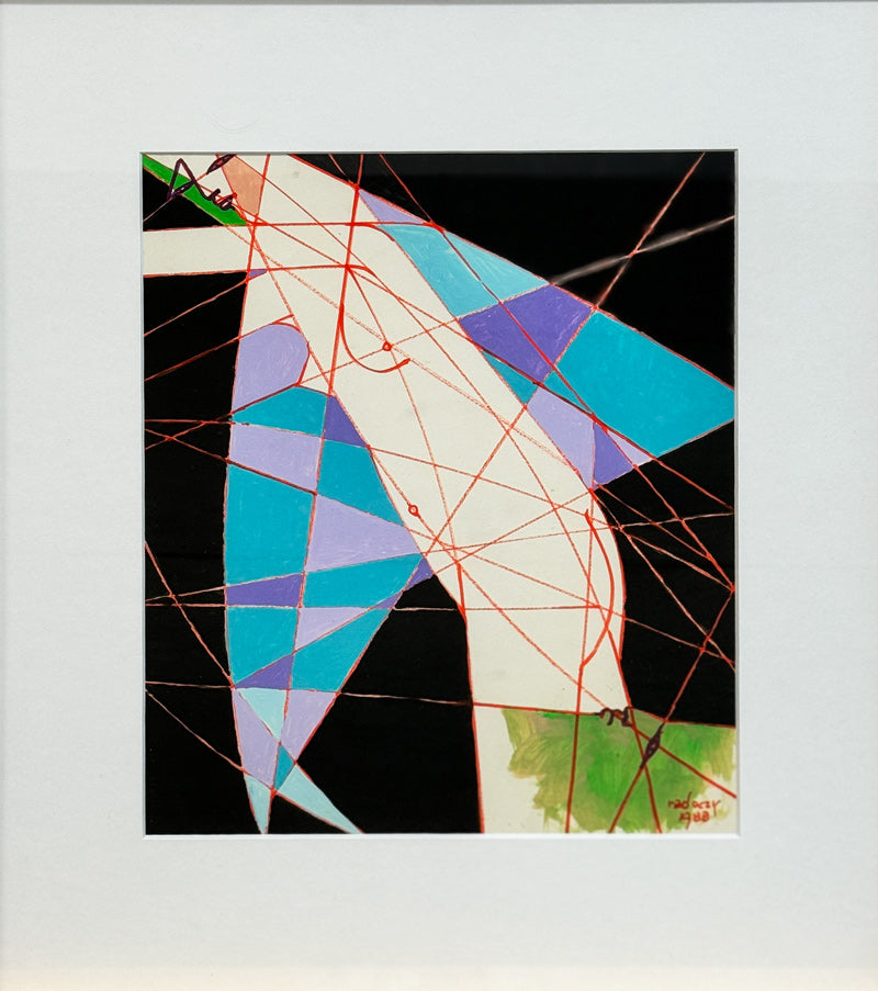 ALBERT RADOCZY - Flores Standing and Albert Below with Black Background - Oil on Paper - 14"x11" - 1988