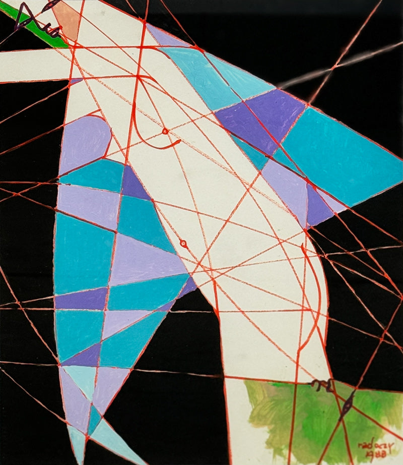 ALBERT RADOCZY - Flores Standing and Albert Below with Black Background - Oil on Paper - 14"x11" - 1988