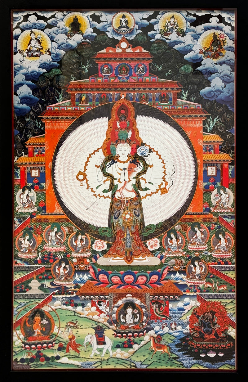 ROMIO SHRESTHA - Enlightenment Art - Avalokiteshvara, Lord of Compassion - 24"x16" - Colorplate Lithographs