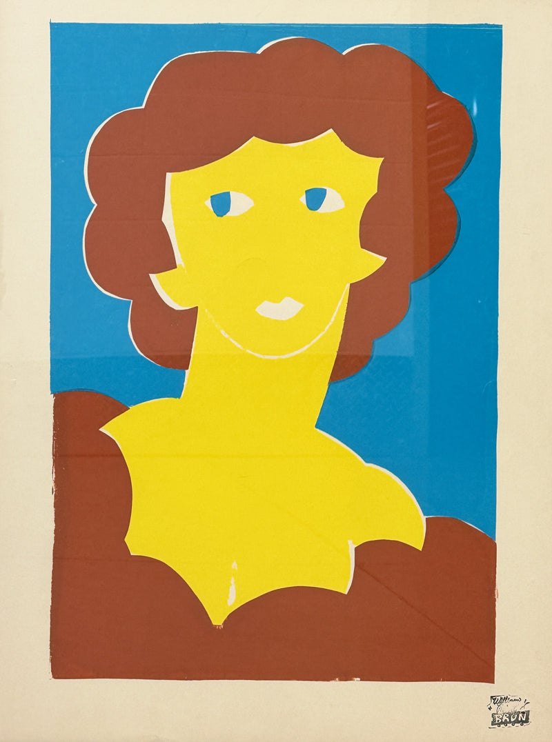 WILLIAM ROBERT BRUN - Blue Eyed Lady - Hand Pulled Serigraphy - 28"x22"