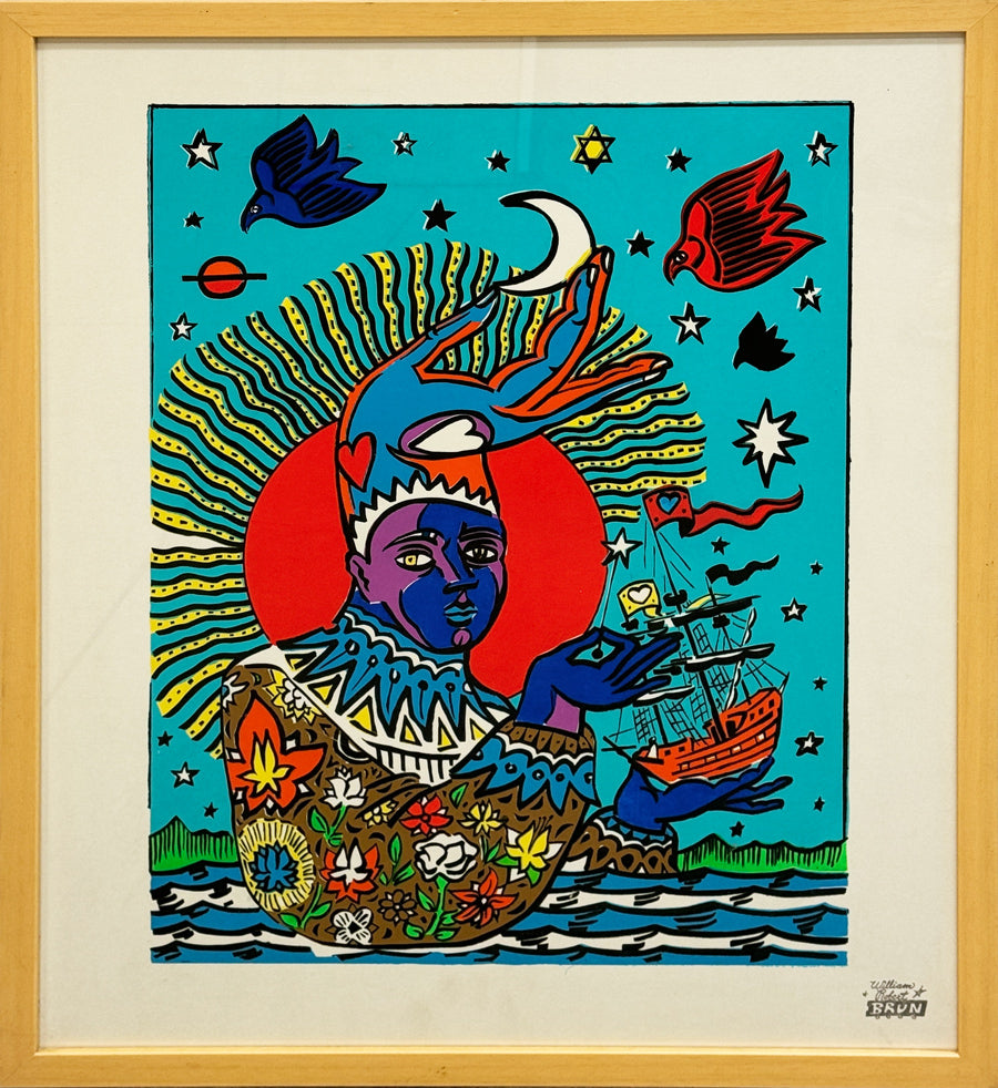 WILLIAM ROBERT BRUN - Iridescent Blue - Hand Pulled Serigraphy - 24"x22"