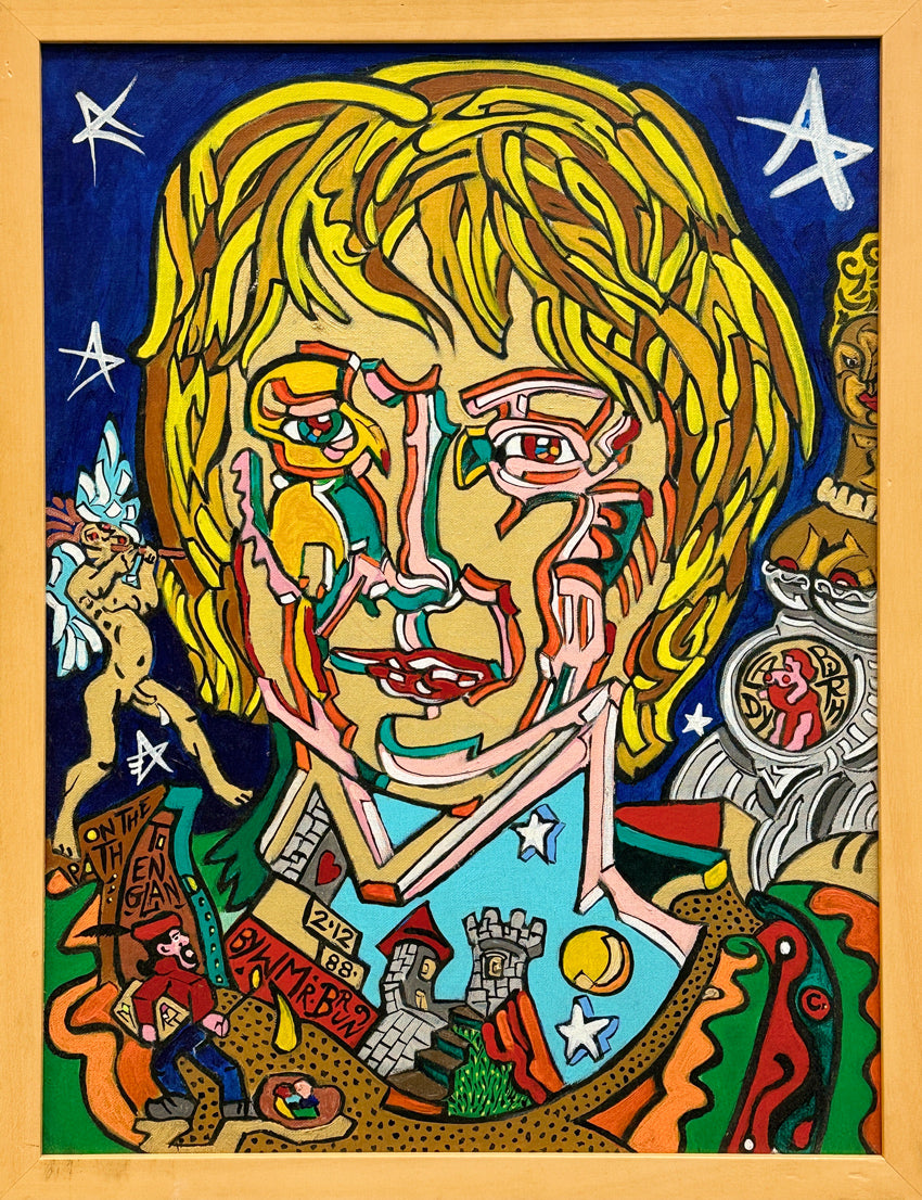 A-portrait-of-John-Lennon-by-william-Robert-Brun-with-British-symbols