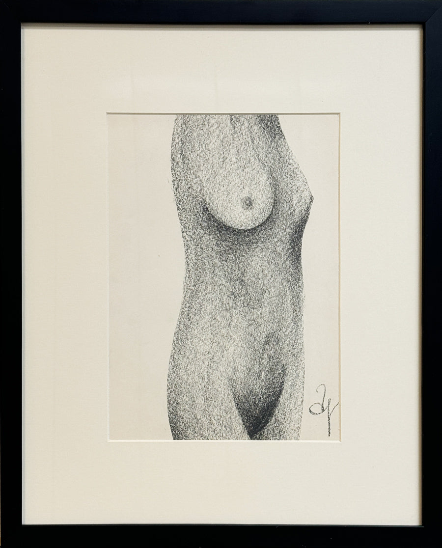 ALBERT RADOCZY - Portrait of Flores, Nude 2 - Conte Crayon on Paper - 19"x13" - 1961