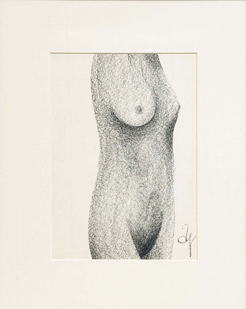 ALBERT RADOCZY - Portrait of Flores, Nude 2 - Conte Crayon on Paper - 19"x13" - 1961