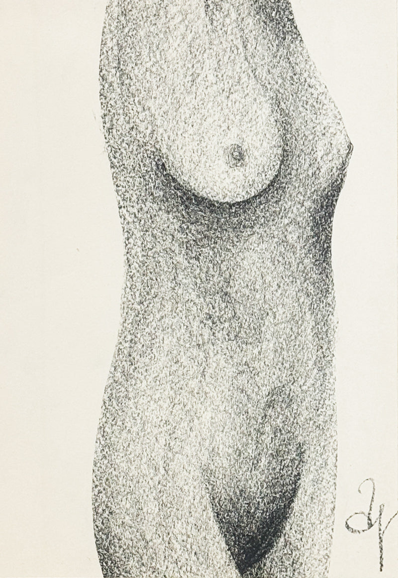 ALBERT RADOCZY - Portrait of Flores, Nude 2 - Conte Crayon on Paper - 19"x13" - 1961