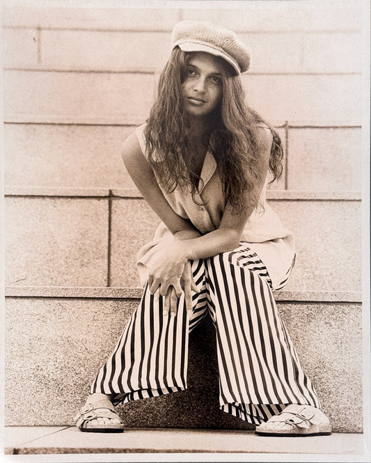ANONYMOUS - "Hippie Chick"- Girl Sitting in Striped Pants