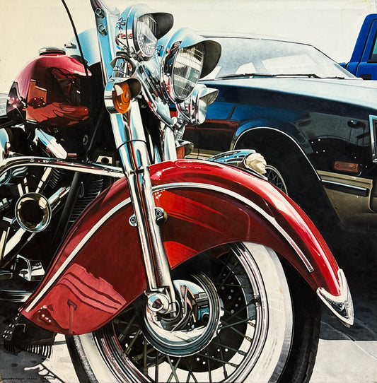 CHRISTOPHER MARK BRENNAN - Red Indian Cycle, Oil on Canvas, 48"x48"