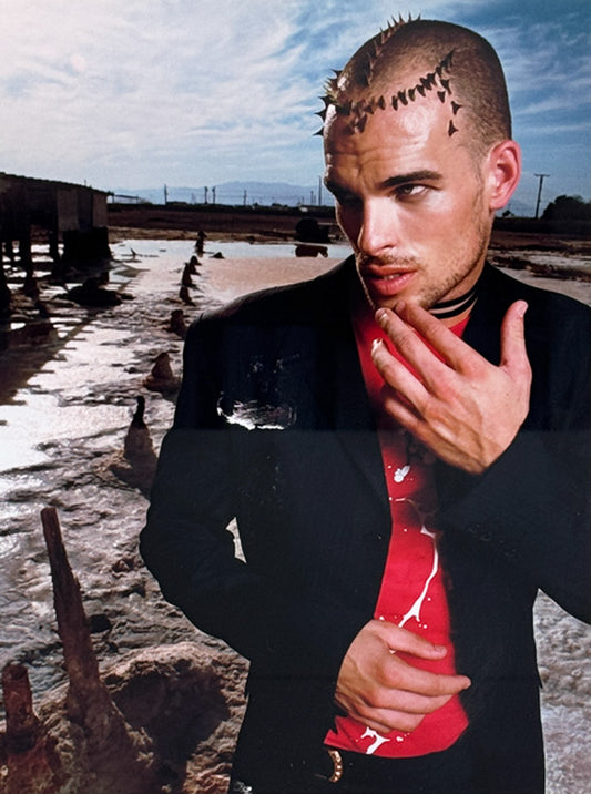 DAVID LACHAPELLE  (w/JOHN BLAINE) - Boy with Spiked Head, Red Shirt, and Suit (12"x9") - Original Fashion Photography