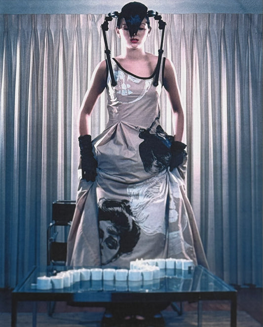 DAVID LACHAPELLE  (w/JOHN BLAINE) - Woman in Graphic Dress and Ponytails - Original Fashion Photography