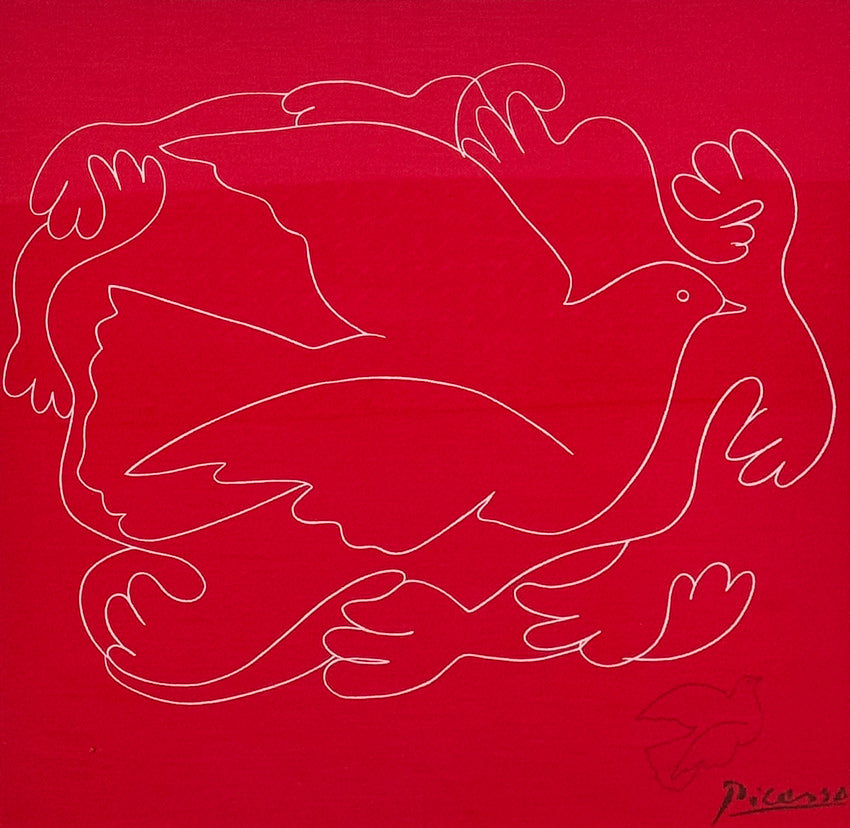 PABLO PICASSO - The Dove - Print on Silk - 28" x 28"