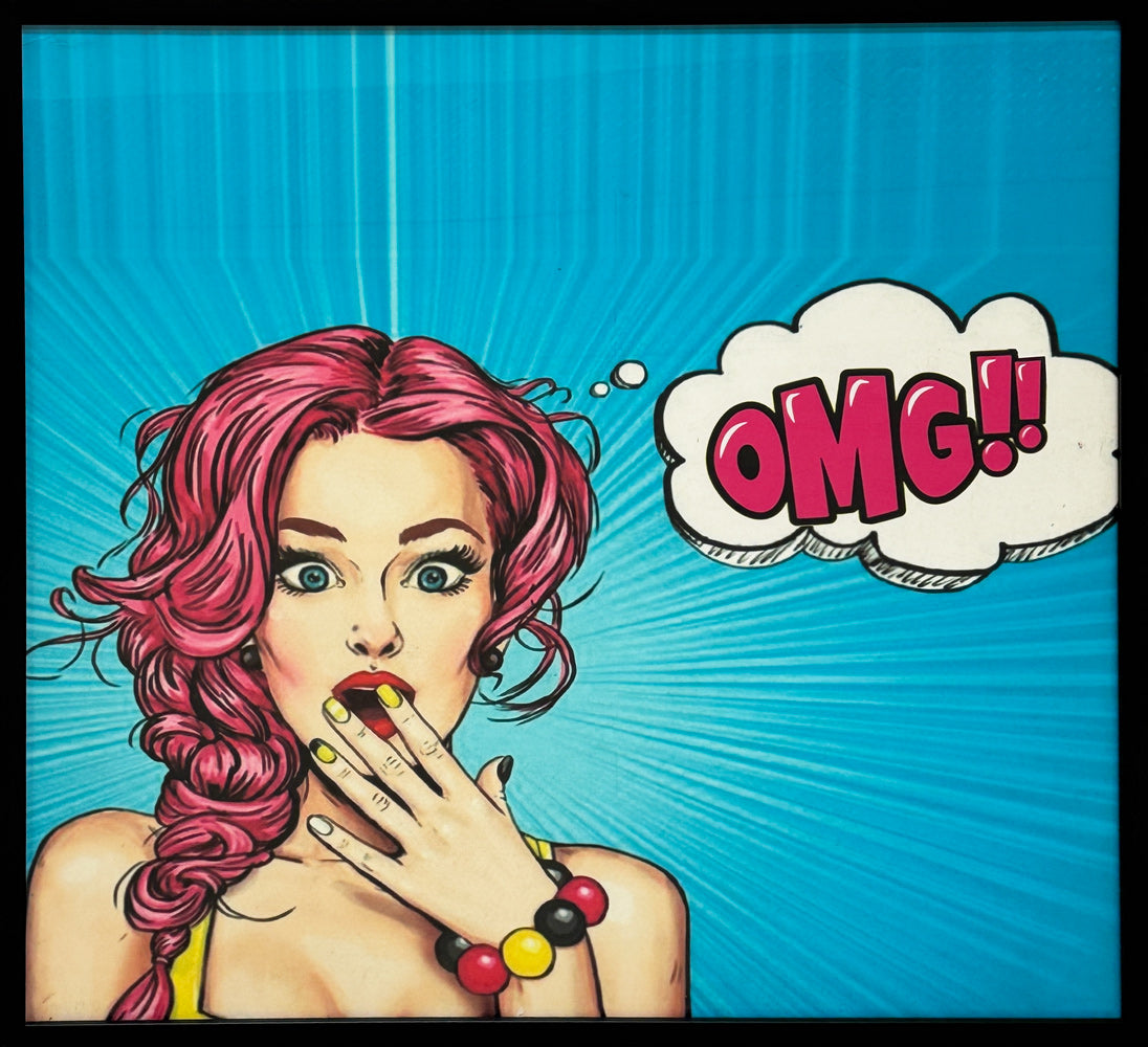 OMG - POP ART #1 - Pop Art Oil Print on Rubberized Canvas with a fabulous History - 29"x29"