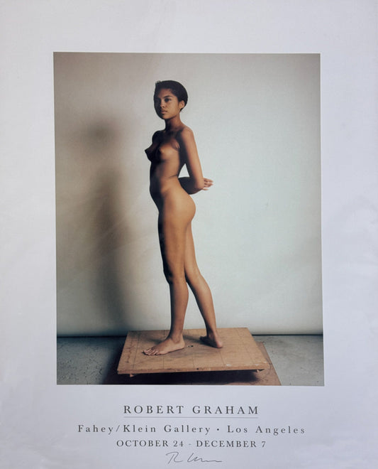 ROBERT GRAHAM - Naked Girl Standing Sideways - Rare Large Color Photography and Varnish Poster from the Fahey/Klein Gallery