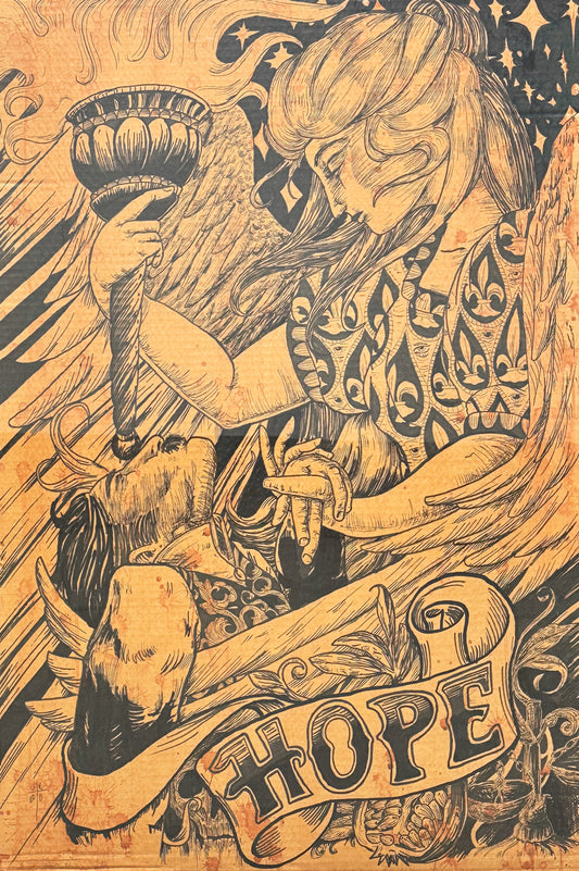 HOPE by initials (U.R.B.O.) Large Tattoo Artist Work 28"x40"