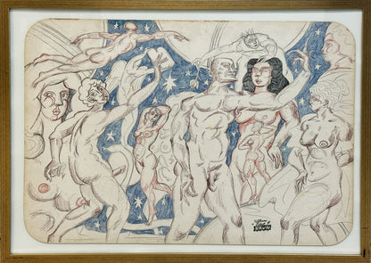 WILLIAM ROBERT BRUN - A Multitude of Nude Figures in the Psychedelic Style